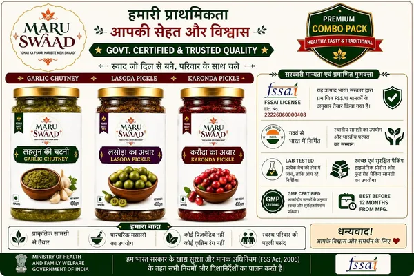 Maru_Swaad_Garlic_Chutney_Lasoda_Karonda_Pickle_Combo_Pack_Of_3_400_Grams_Each