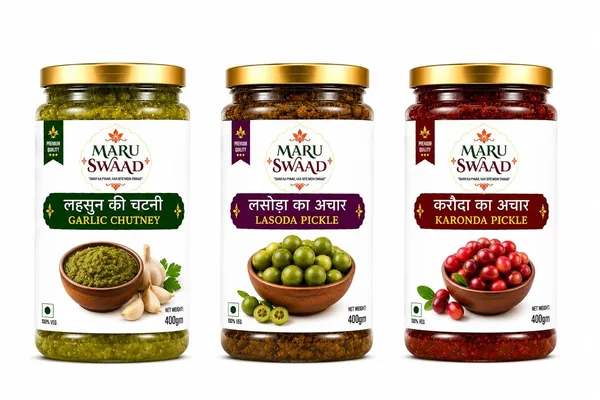 Maru_Swaad_Garlic_Chutney_Lasoda_Karonda_Pickle_Combo_Pack_Of_3_400_Grams_Each