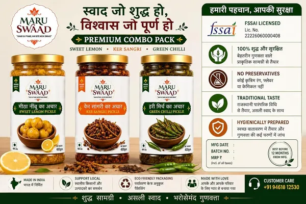 Maru_Swaad_Green_Chillies_Kair_Sweet_Lemon_Pickle_Combo_Pack_Of_3_400_Grams_Each