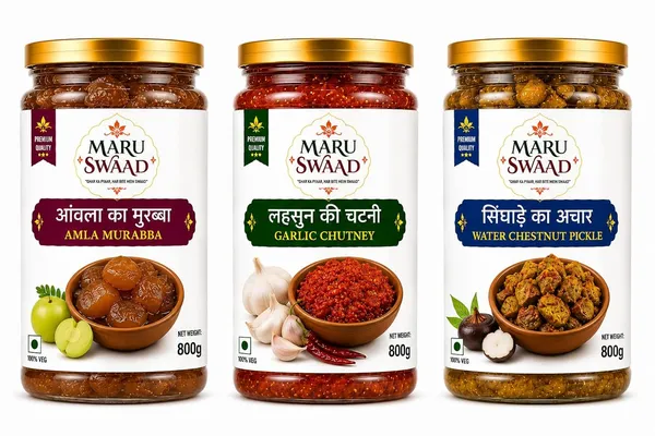 Maru_Swaad_Aamla_Ka_Murabba_Garlic_Chutney_Singade_Pickle_Combo_Pack_Of_3_800_Grams_Each