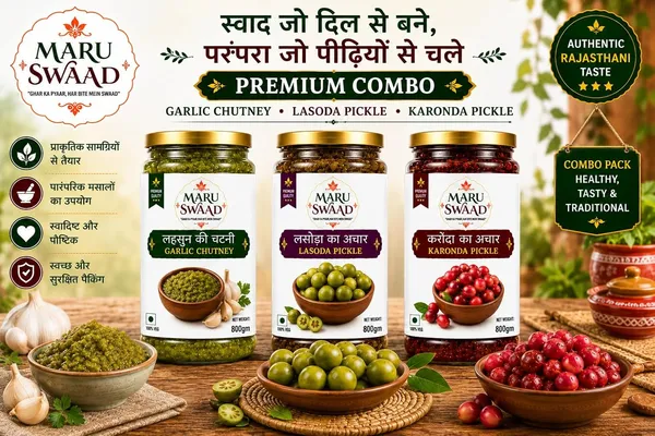 Maru_Swaad_Lasoda_Garlic_Chutney_Karonda_Pickle_Combo_Pack_Of_3_800_Grams_Each
