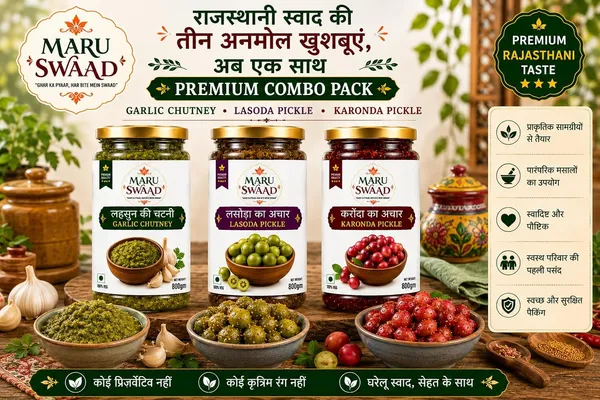 Maru_Swaad_Lasoda_Garlic_Chutney_Karonda_Pickle_Combo_Pack_Of_3_800_Grams_Each