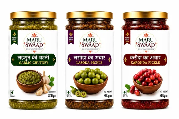 Maru_Swaad_Lasoda_Garlic_Chutney_Karonda_Pickle_Combo_Pack_Of_3_800_Grams_Each