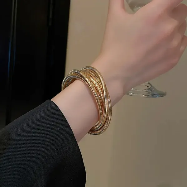 Luxury_5-Layer_Snake_Spiral_Bracelet,_Gold_Plated,_Flexible_Stretch_Coil,_Tangled_Design