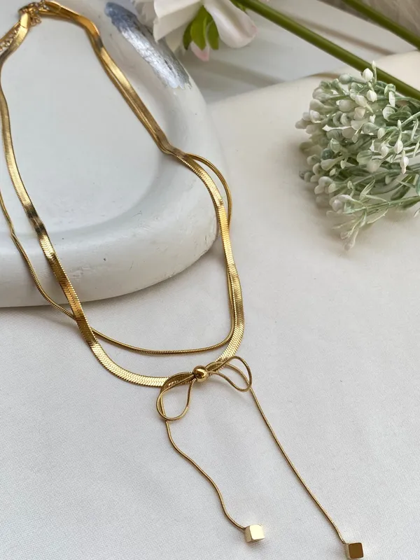 Gold_Tone_Bow_Design_Necklace_for_Women