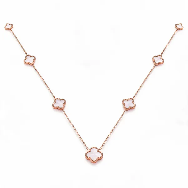 Gold_Stainless_Steel_Clover_Motif_Station_Necklace_For_Women