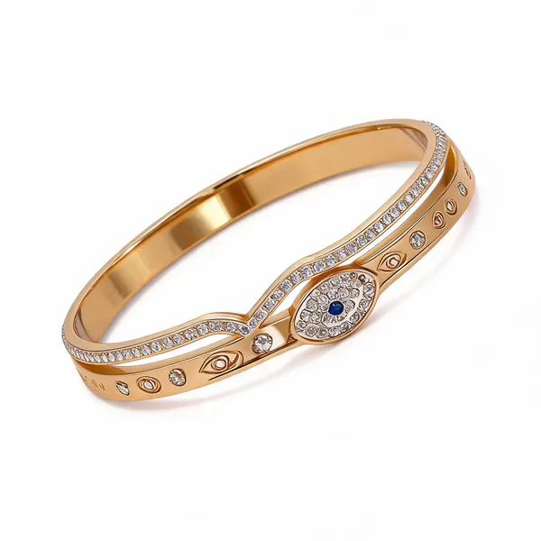 Gold_Stainless_Steel_Oval_Motif_Embellished_Bangle_Bracelet_For_Women