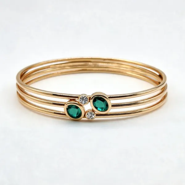 Green_Gold_Stainless_Steel_Multi_Strand_Stone_Bracelet_For_Women