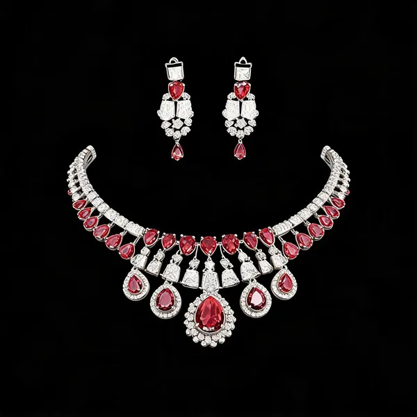 Red_Silver_Stainless_Steel_Stone_Necklace_And_Earrings_Set_For_Women