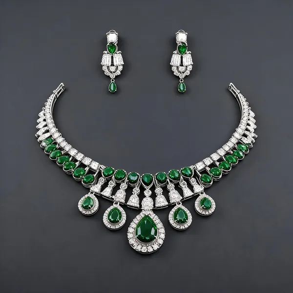 Green_Stainless_Steel_Choker_Stone_Necklace_And_Earrings_Set_For_Women