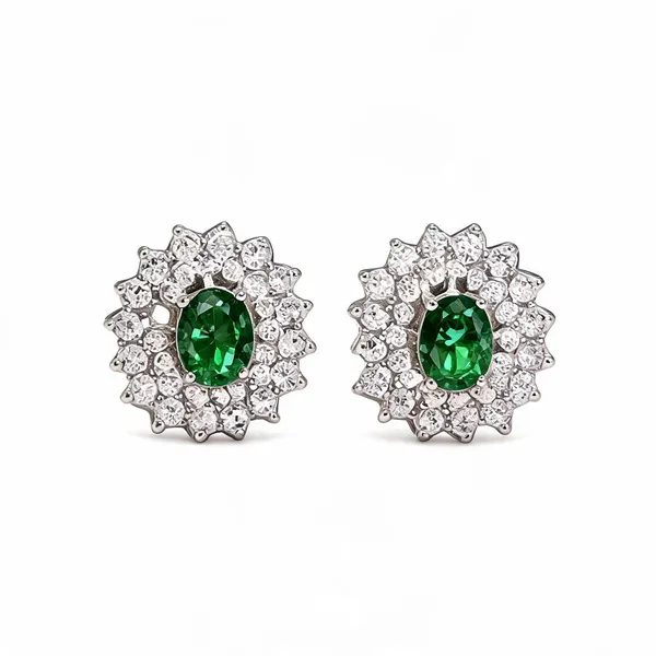 Green_Stainless_Steel_Crystal_Floral_Stud_Earrings_For_Women