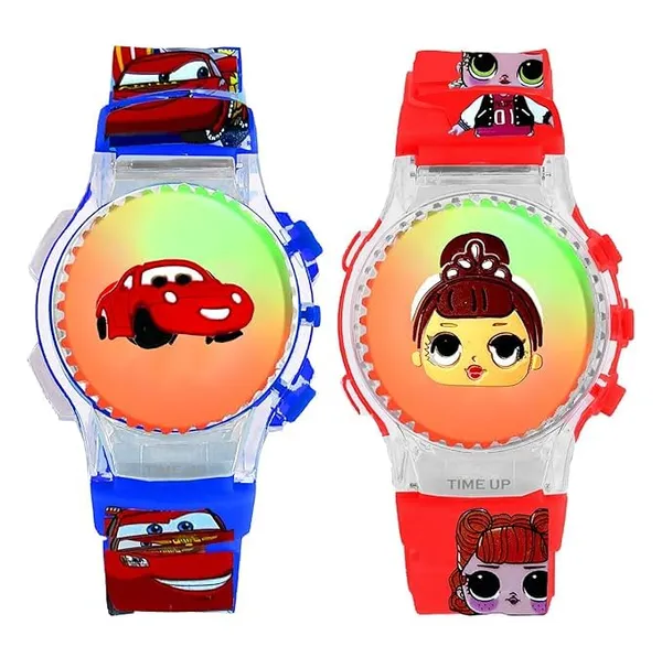 ZYVRA_Navyblue_&_Red_Faux_Leather_Digital_Watch_For_Unisex