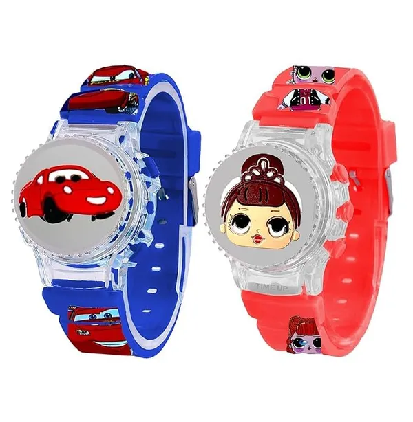 ZYVRA_Navyblue_&_Red_Faux_Leather_Digital_Watch_For_Unisex