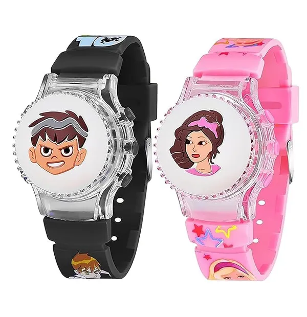ZYVRA_Black_&_Pink_Faux_Leather_Digital_Watch_For_Unisex
