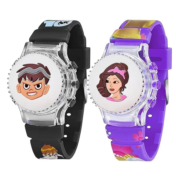 ZYVRA_Black-Purple_Faux_Leather_Digital_Watch_For_Unisex