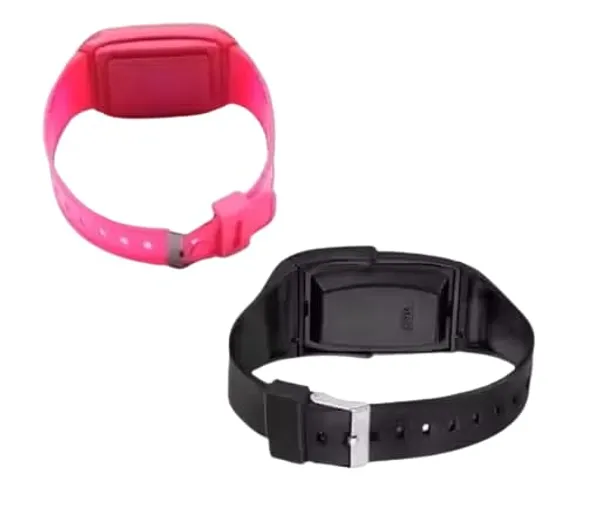 ZYVRA_Pink_&_Black_Faux_Leather_Digital_Watch_For_Unisex