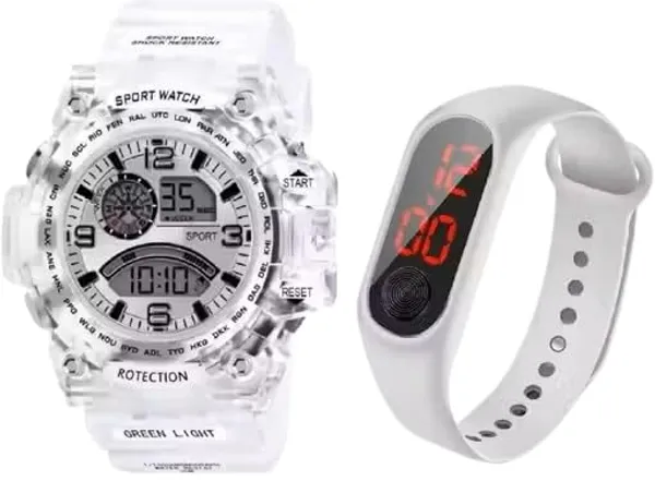 ZYVRA_White_Faux_Leather_Digital_Watch_For_Unisex