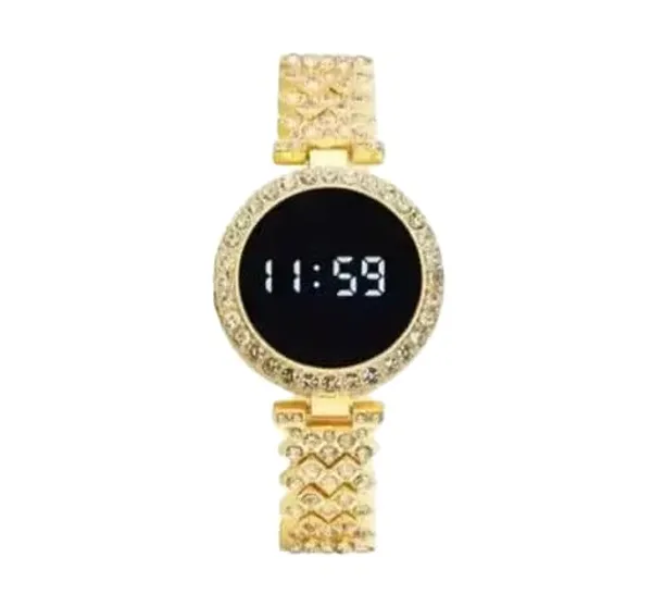 ZYVRA_Gold_Faux_Leather_Digital_Watch_For_Unisex