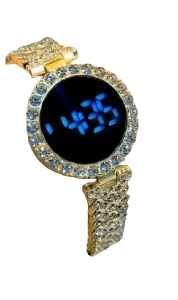 ZYVRA_Gold_Faux_Leather_Digital_Watch_For_Unisex