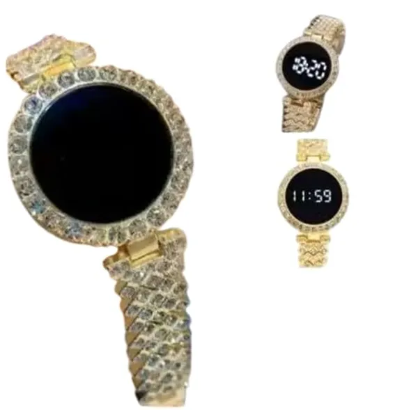ZYVRA_Gold_Faux_Leather_Digital_Watch_For_Unisex