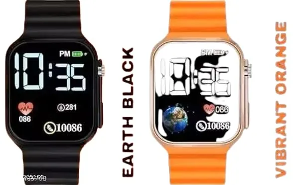 ZYVRA_Black,_Orange_Faux_Leather_Digital_Watch_For_Unisex