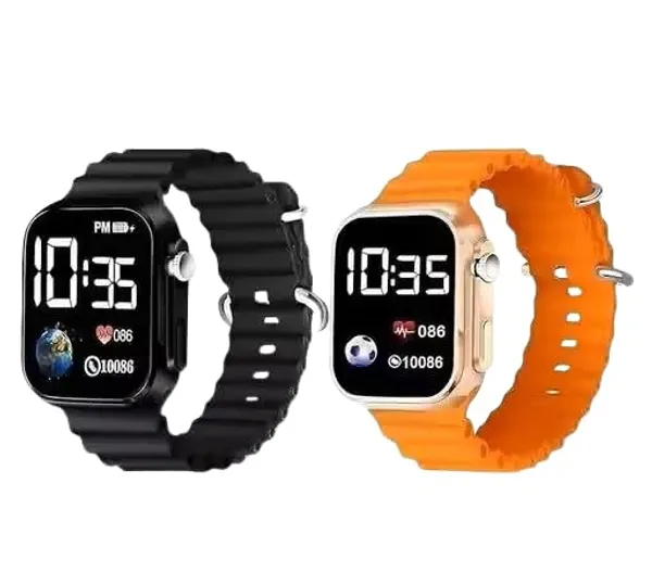 ZYVRA_Black,_Orange_Faux_Leather_Digital_Watch_For_Unisex