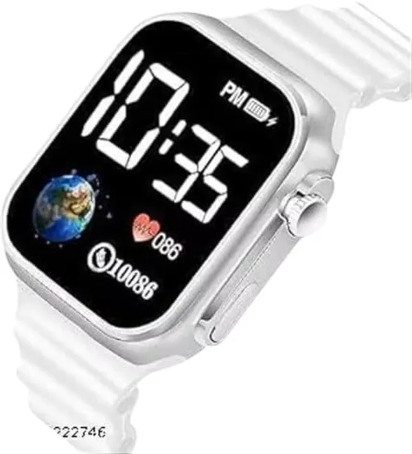 ZYVRA_White_&_orange_Faux_Leather_Digital_Watch_For_Unisex
