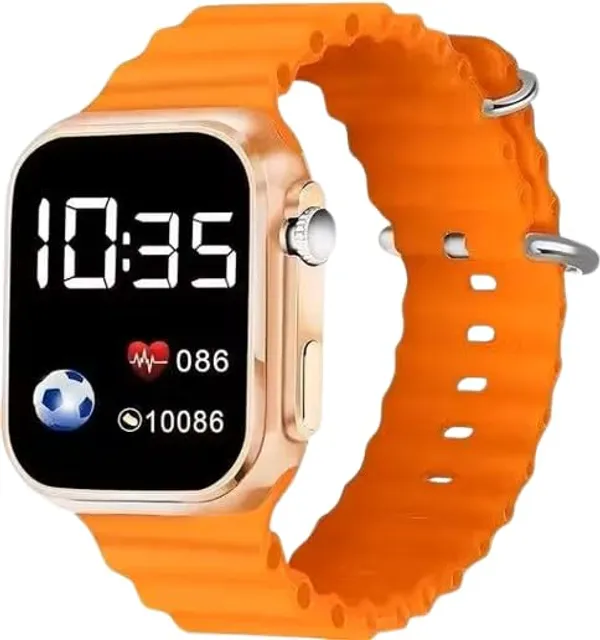 ZYVRA_White_&_orange_Faux_Leather_Digital_Watch_For_Unisex