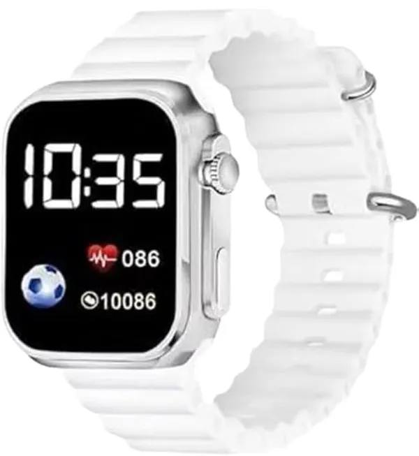 ZYVRA_White_&_orange_Faux_Leather_Digital_Watch_For_Unisex