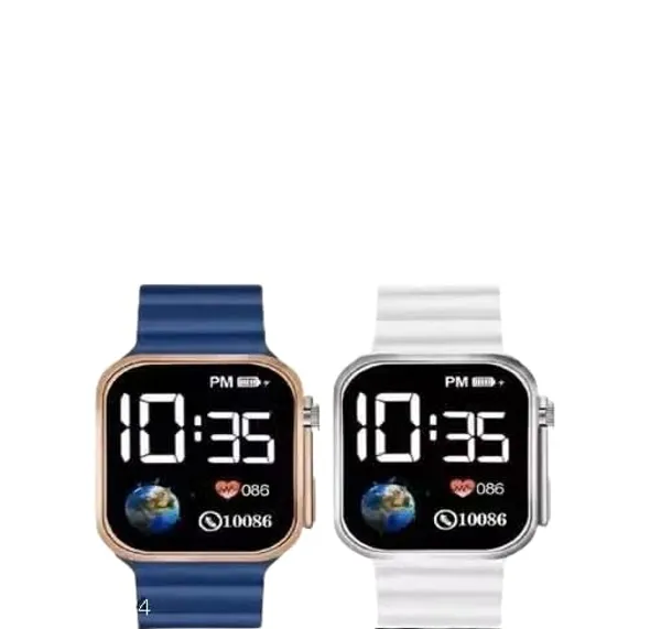 ZYVRA_Blue_&_white_Faux_Leather_Digital_Watch_For_Unisex