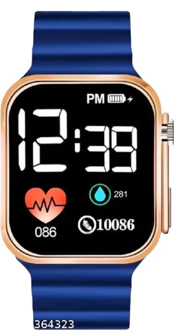 ZYVRA_Blue_&_white_Faux_Leather_Digital_Watch_For_Unisex