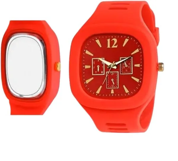 ZYVRA_Red,_Black_Faux_Leather_Analog_Watch_For_Unisex