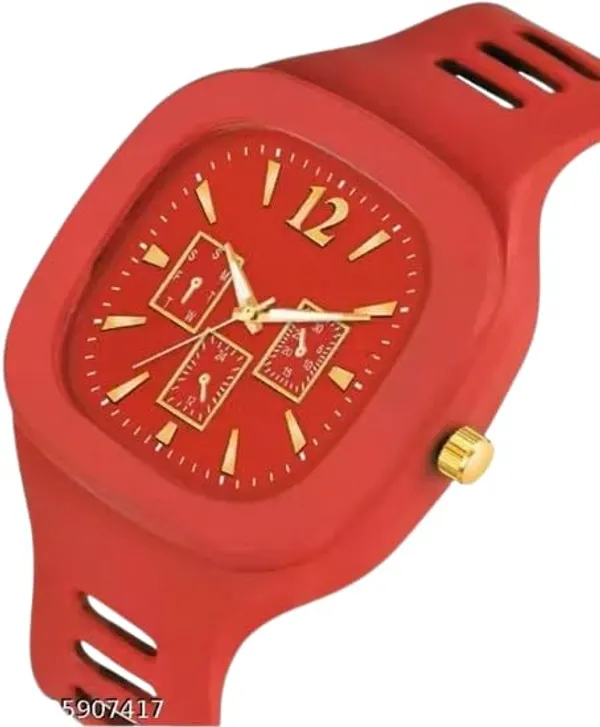 ZYVRA_Red,_Black_Faux_Leather_Analog_Watch_For_Unisex