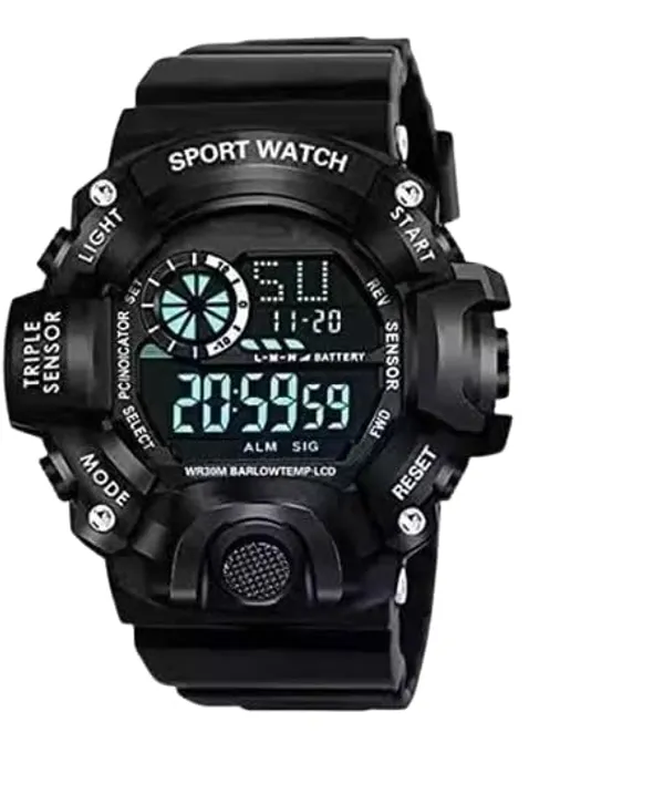 ZYVRA_Black_&_Orange_Faux_Leather_Digital_Watch_For_Unisex