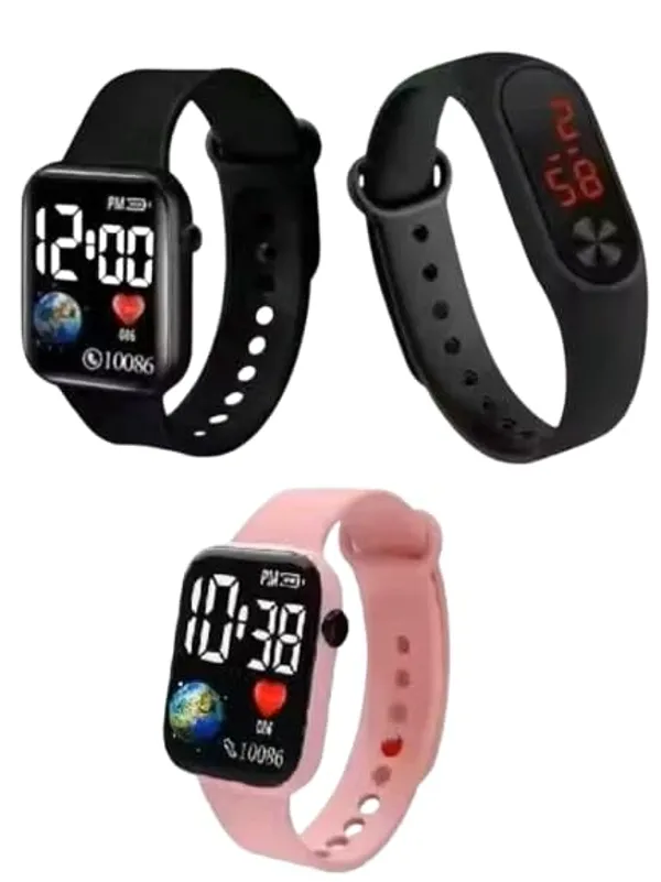 ZYVRA_Pink-Black_Faux_Leather_Digital_Watch_For_Unisex
