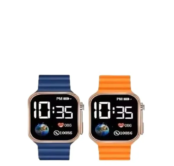ZYVRA_Blue_&_orange_Faux_Leather_Digital_Watch_For_Unisex