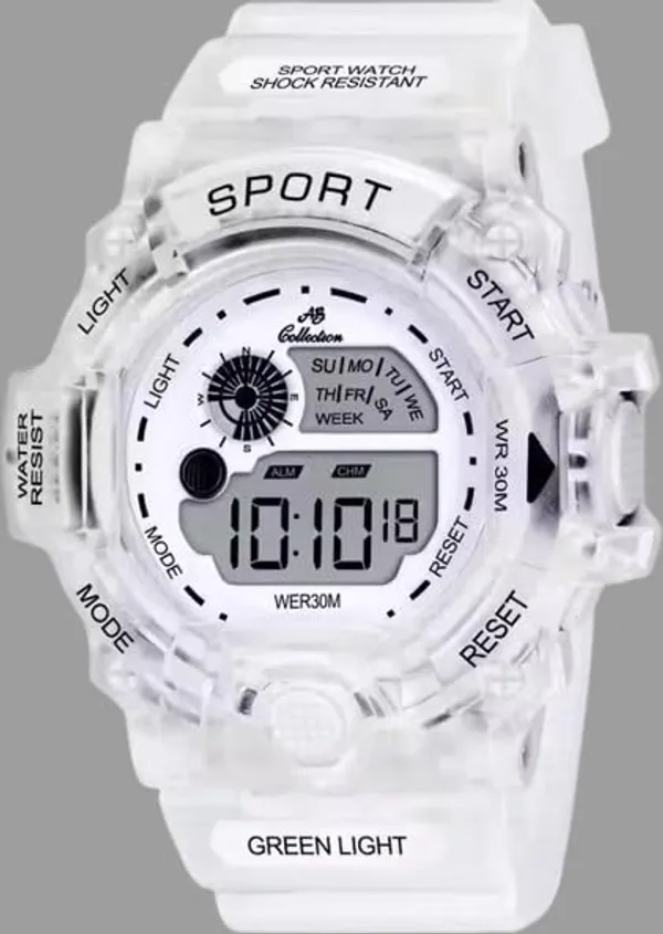ZYVRA_White_Faux_Leather_Digital_Watch_For_Unisex