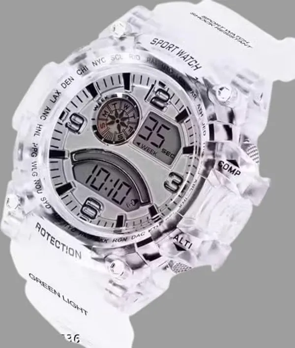 ZYVRA_White_Faux_Leather_Digital_Watch_For_Unisex