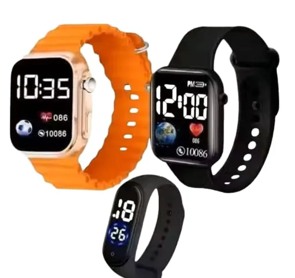 ZYVRA_Orange-Black_Faux_Leather_Digital_Watch_For_Unisex