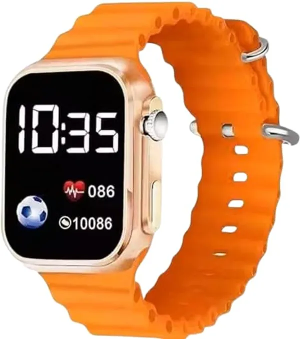 ZYVRA_Orange-Black_Faux_Leather_Digital_Watch_For_Unisex