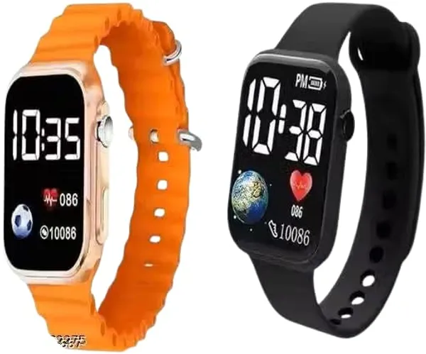 ZYVRA_Orange-Black_Faux_Leather_Digital_Watch_For_Unisex
