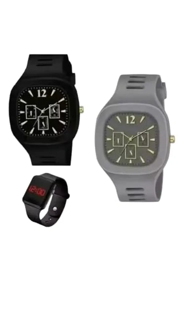 ZYVRA_Black_&_Grey_Faux_Leather_Analog_Watch_For_Unisex