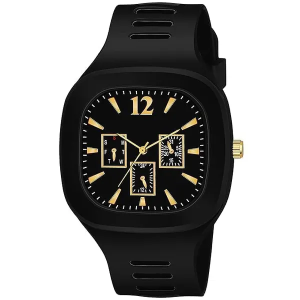 ZYVRA_Black_&_Grey_Faux_Leather_Analog_Watch_For_Unisex