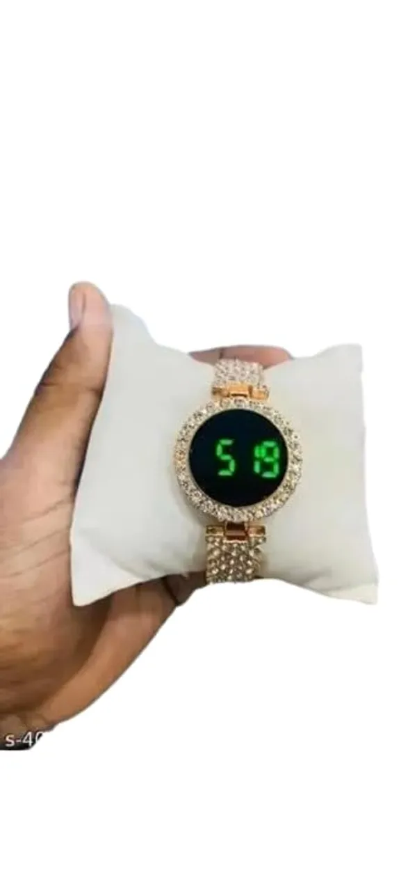 ZYVRA_Orange_&_Gold_Faux_Leather_Digital_Watch_For_Unisex
