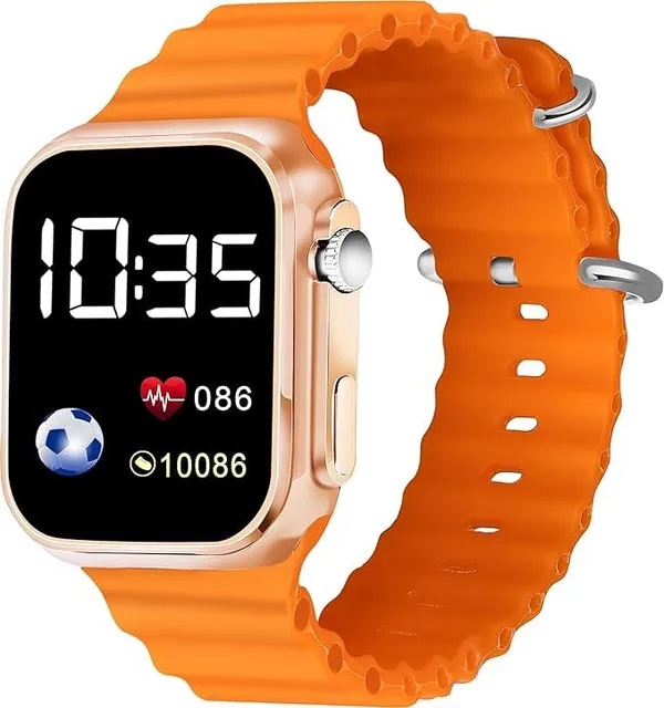 ZYVRA_Orange_&_Gold_Faux_Leather_Digital_Watch_For_Unisex