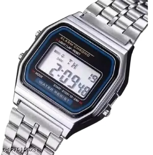 ZYVRA_Silver_Faux_Leather_Digital_Watch_For_Unisex