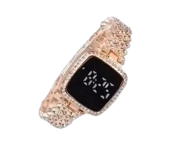 ZYVRA_Gold_Faux_Leather_Digital_Watch_For_Unisex