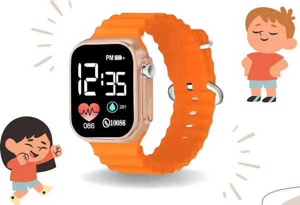 ZYVRA_Orange-Black_Faux_Leather_Digital_Watch_For_Unisex