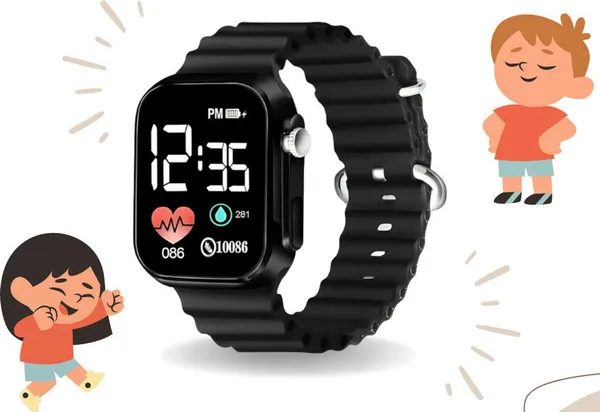 ZYVRA_Orange-Black_Faux_Leather_Digital_Watch_For_Unisex