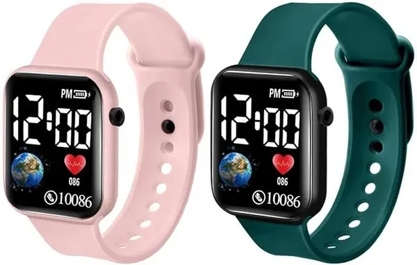 ZYVRA_Pink,_Green_Faux_Leather_Digital_Watch_For_Unisex